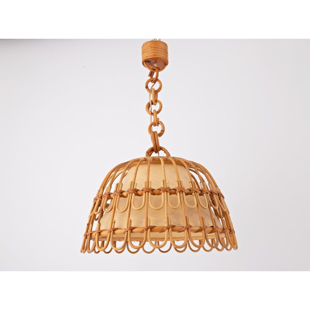 Mid 20th Century Spanish Rattan Pendant Lamp For Sale - Image 6 of 9