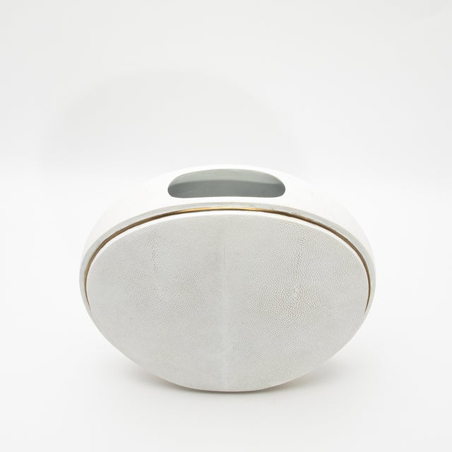 Shagreen Vase With Brass Details by R&y Augousti For Sale In Los Angeles - Image 6 of 9