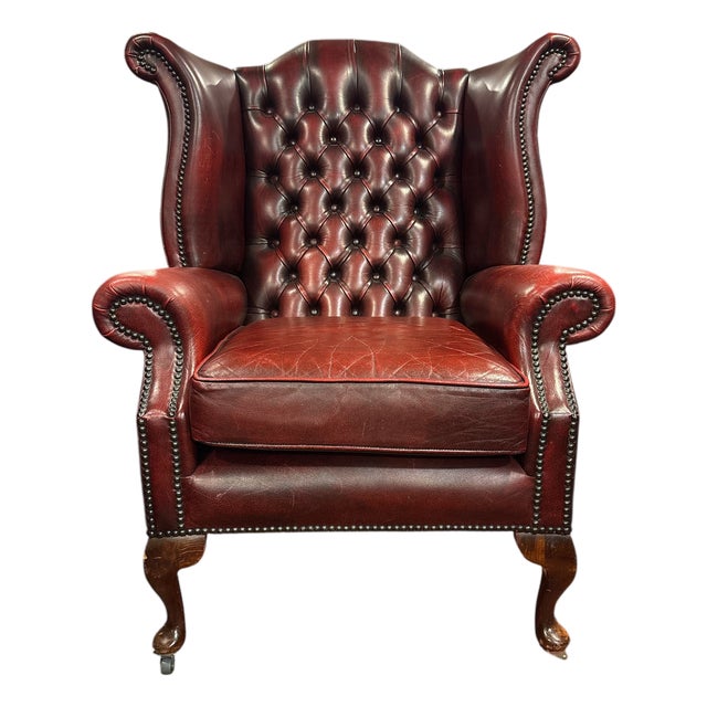 English Chesterfield Wingback Chair For Sale