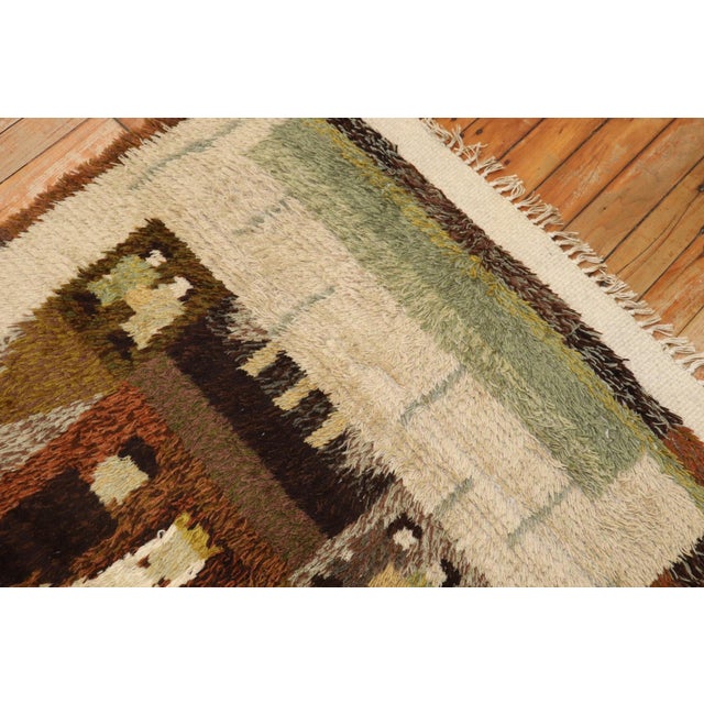 Textile Swedish Rya Rug dated 1967 rug no. j3618 For Sale - Image 7 of 7