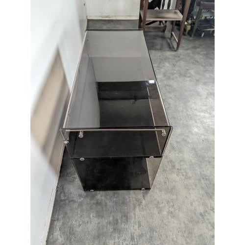 Hi-Fi Cabinet with Drop-Down Door in Smoked Acrylic Glass and Chrome-Plated Metal, 1970s For Sale - Image 6 of 9