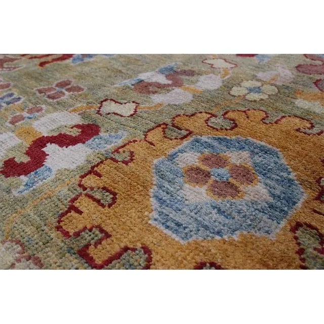 Green Handwoven Persian Sultanabad Area Rug 13’7″ X 19’5″ For Sale - Image 8 of 12