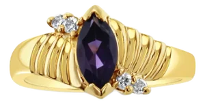 Marquise Amethyst Gold Ring 14k Yellow Gold, Size 5