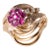 Vintage 13.5k Gold Ruby and Diamond Floral Cocktail Ring, Size 7 For Sale