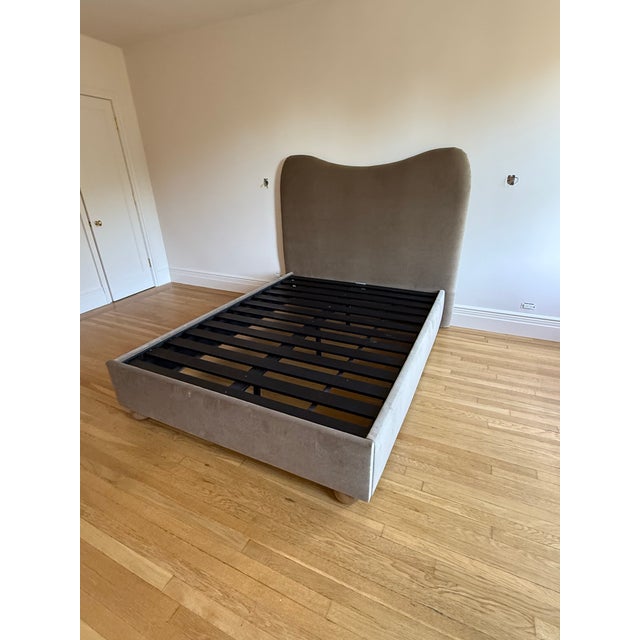 Contemporary Lemieux Et Cie Queen Velvet Bed Frame For Sale - Image 3 of 6