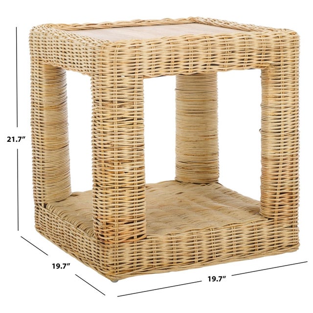 Contemporary Castriel Wicker Accent Table in Natural / Natural For Sale - Image 3 of 7