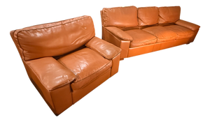 Leather Sofa and Armchair, 1970s, Set of 2