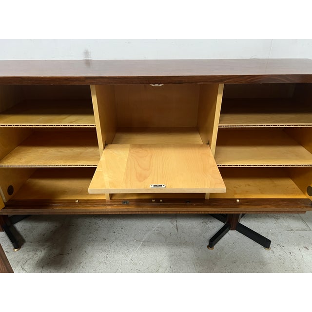 Scandinavian Sideboard in Veneered Wood with Iron Legs For Sale - Image 9 of 18