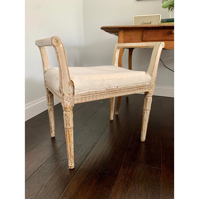 Antique White Gustavian Stool, 1850s For Sale - Image 8 of 9