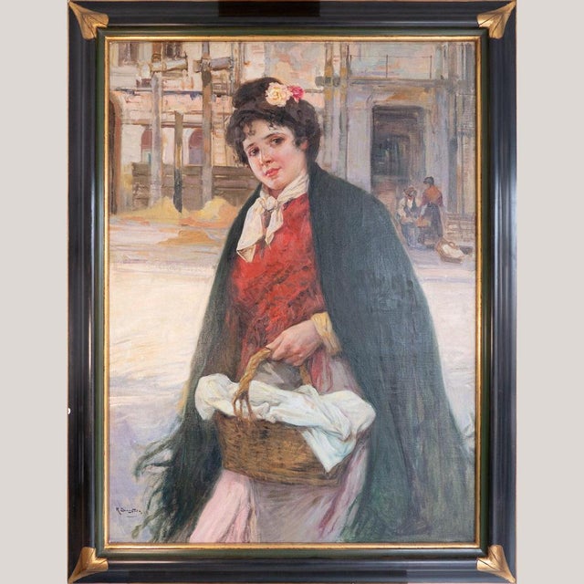 Ricardo Brugada Y Panizo, The Flower Seller, 19th Century, Oil on Canvas For Sale - Image 3 of 9