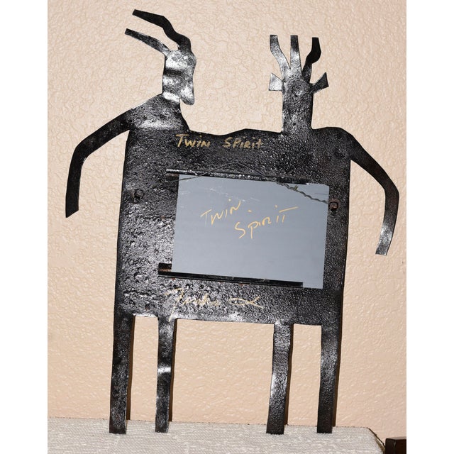 Bill & Marcia Finks Primitive Twig Signed Metal Wall Decor Folk Art "Twin Spirt” For Sale - Image 4 of 7