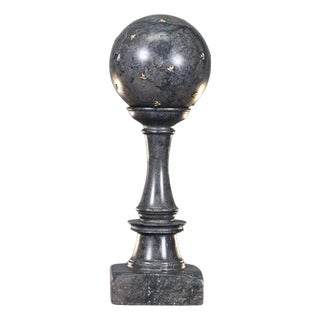 Empire Classic Grey and Black Marble Bilboquet with Gilded Bees For Sale
