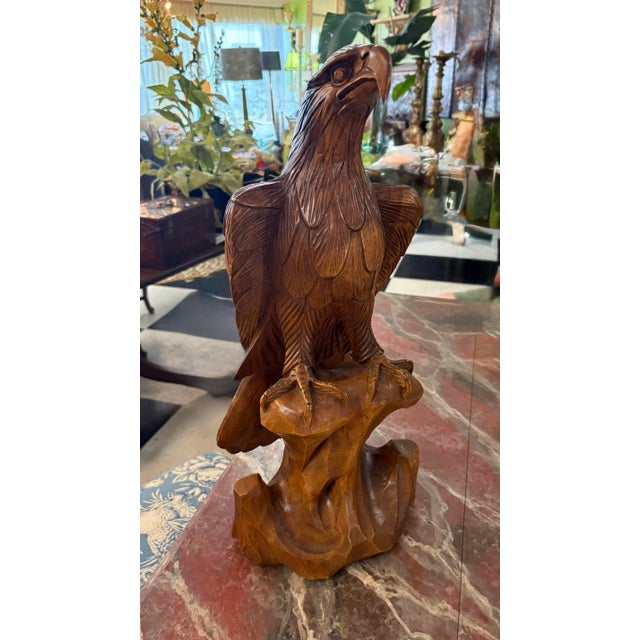 Late 20th Century Hand Carved American Eagle Statue For Sale - Image 9 of 9