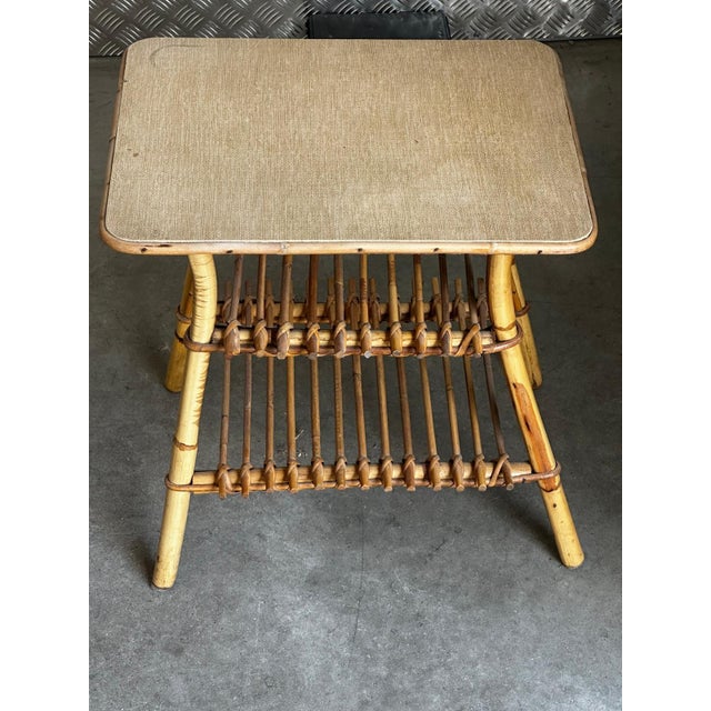 Vintage Bamboo and Rattan Side Table with Magazine Rack, 1970s For Sale - Image 8 of 16