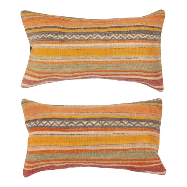 16"x28" SET OF 2 - Kilim Cushion Covers. Lumbar Pillows. A pair of Lace Pillows For Sale