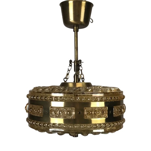 Space Age Design Bubble Brass Glass Hanging Ball Lamp For Sale