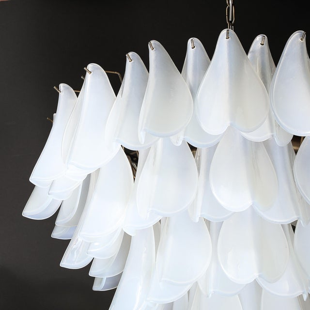 Modernist Feather Chandelier in Murano Opalescent Glass and Oil Rubbed Bronze For Sale - Image 10 of 12