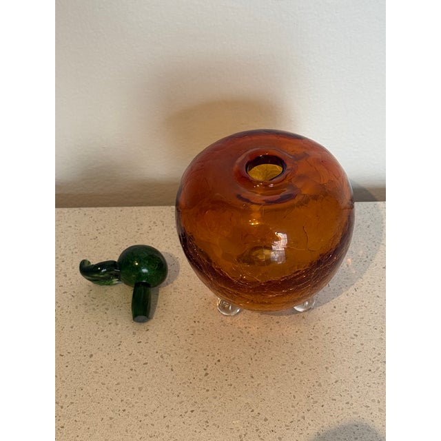 Vintage Amber Crackle Glass Apple Fruit Fly Trap / Autumn Art Glass For Sale In Los Angeles - Image 6 of 7
