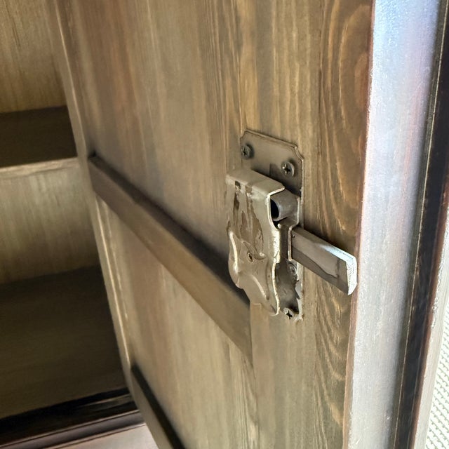 Bistro IV Reclaimed Elm Wood Cabinet With 4 Doors and Working Locks For Sale - Image 9 of 15
