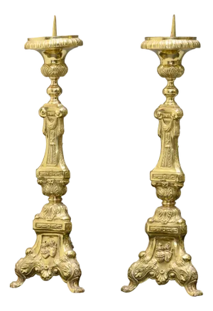 Antique Alter Candlesticks, 1890, Set of 2