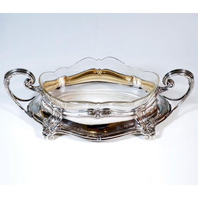 Art Nouveau Silver Jardiniere with Cut Glass Liner by Wilhelm Binder, Germany, 1900s For Sale - Image 5 of 8