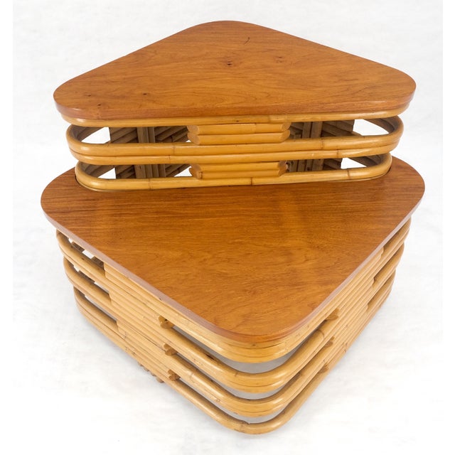 Paul Frankl Side Table Rattan Bamboo Mid Century Modern c1960s MINT For Sale - Image 11 of 13