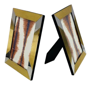 Pair of Vintage Italian Picture Frames in Brass and Chrome, C. 1970's