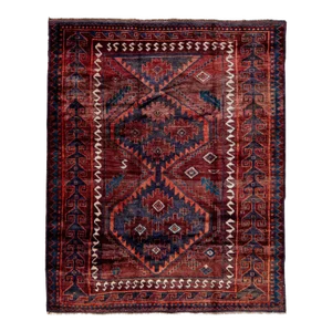 Vintage Handmade Persian Red Geometric Wool Rug 5'9" X 6'10"