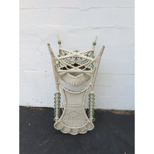 Off-white Victorian Woven Wicker Side Accent Chair 6590 For Sale - Image 8 of 17