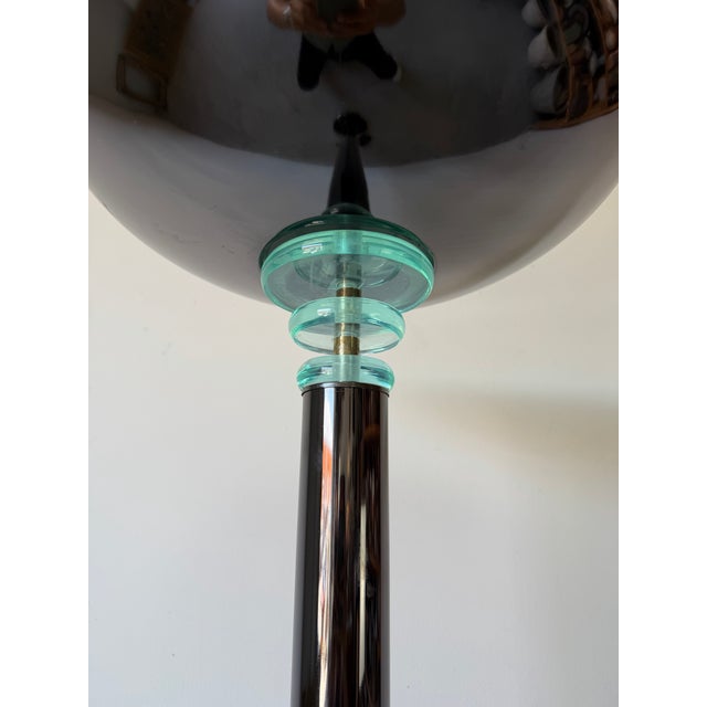 1980s Postmodern Gunmetal and Glass Torchiere Floor Lamp For Sale In Miami - Image 6 of 11