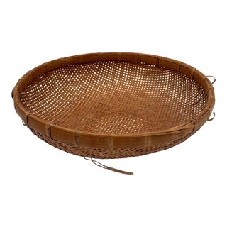 Shallow Woven Rattan Basket For Sale