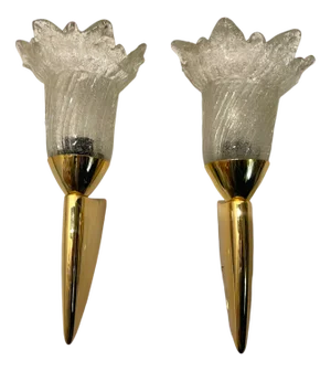 Brass and Murano Glass Sconces, 1960s, Set of 2