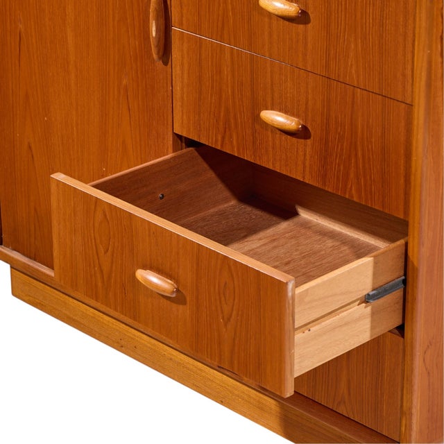 Brown Dyrlund Mid Century Danish Teak Armoire Highboy Dresser For Sale - Image 8 of 10