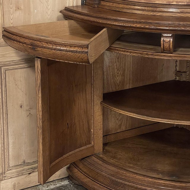 19th Century French Henri II Neoclassical Corner Vitrine With Curved Glass Door For Sale - Image 11 of 18