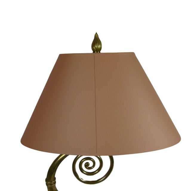 1980s Chapman Art Nouveau Brass Table Lamp on Lucite Base, 1987 For Sale - Image 11 of 12