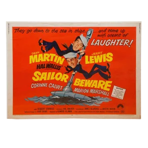 1952 Dean Martin & Jerry Lewis "Sailor Beware" Movie Poster