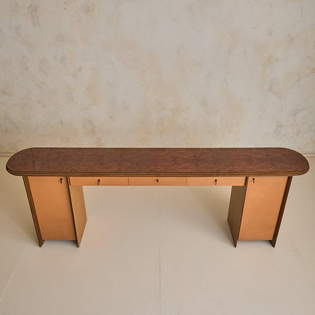 Italian ‘Artona’ Wood + Leather Console by Afra & Tobia Scarpa for Maxalto, 1975 For Sale In Chicago - Image 6 of 12