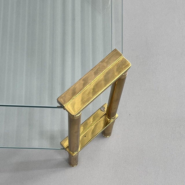 Vintage Brass and Glass Square Coffee Table, 1970s For Sale - Image 6 of 9