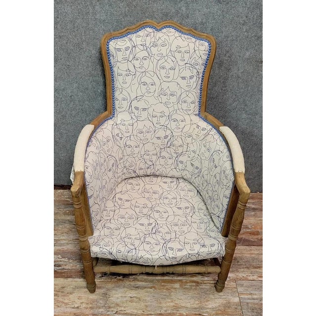 Rustic Armchair with Modernist Upholstery, 1920s For Sale - Image 4 of 6