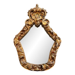 Vintage Rococo-Style Giltwood Wall Mirror For Sale