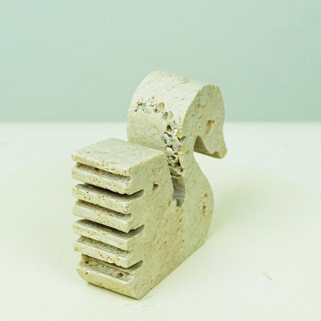 Italian Swan Sculpture in White Travertine by Enzo Mari for Fratelli Manelli, 1970s For Sale - Image 9 of 12