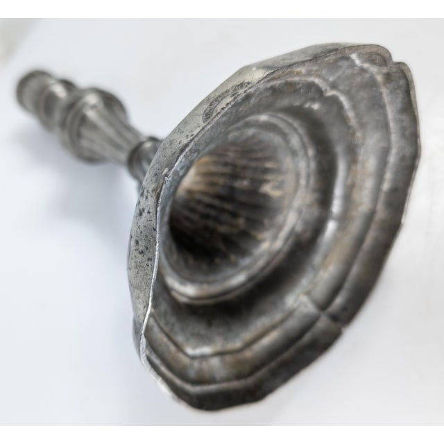 19th Century French Pewter Candlestick in Louis XVI or XV Regency Style For Sale - Image 10 of 12