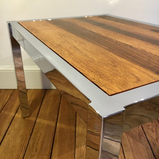 1970s Modernist Chrome + Rosewood End Table For Sale - Image 9 of 12