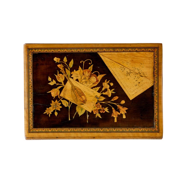 19th Century book shaped inlaid olive box circa 1890. Unusual italian keep sake box made in olive wood. Inlaid top surface...