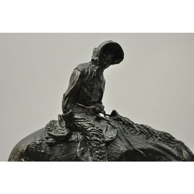 Frederic Remington Norther Bronze 11" Statue Sculpture Marble Base