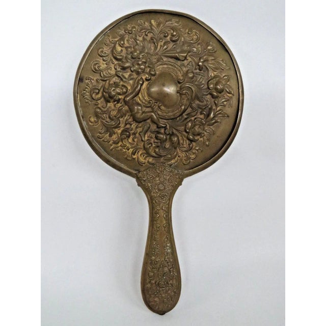 Victorian Carved Cherub Angel Hand Held Vanity Mirror For Sale - Image 11 of 11