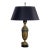 Early to Mid-20th Century Neoclassical Table Lamp Brass and Marble Urn Shaped Base Black Tapered Shade For Sale