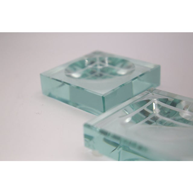 Mid-Century Modern Vintage Crystal Ashtrays from Fontana Arte, Set of 2 For Sale - Image 3 of 7