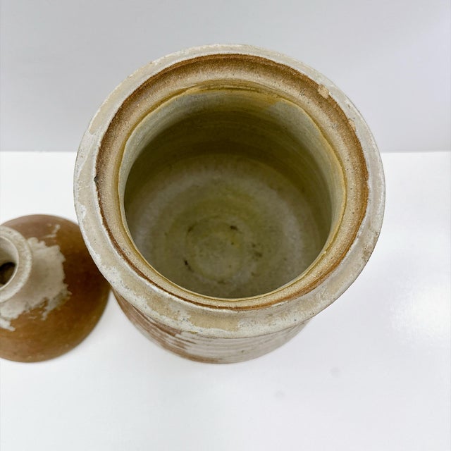 Ceramic Vintage Studio Pottery Lidded Canister Signed Handmade Stoneware Rustic Wabi Sabi For Sale - Image 7 of 12