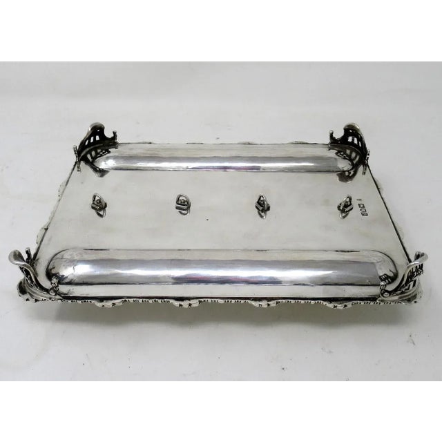 Antique Art Deco English Sterling Silver Ink Desk Inkstand Desk Set London 1910 For Sale - Image 9 of 12
